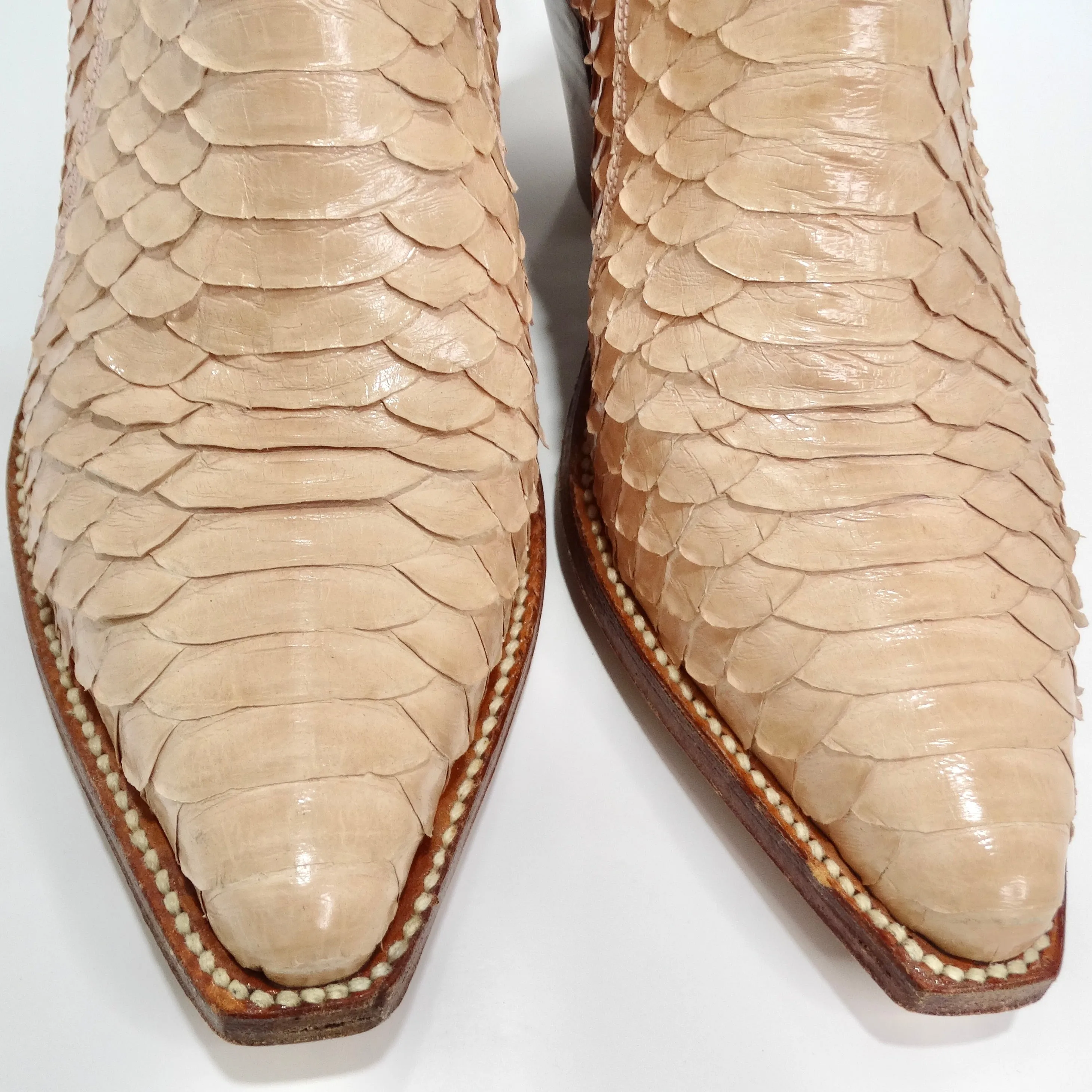 Tony Mora Beige Python Ankle Boots