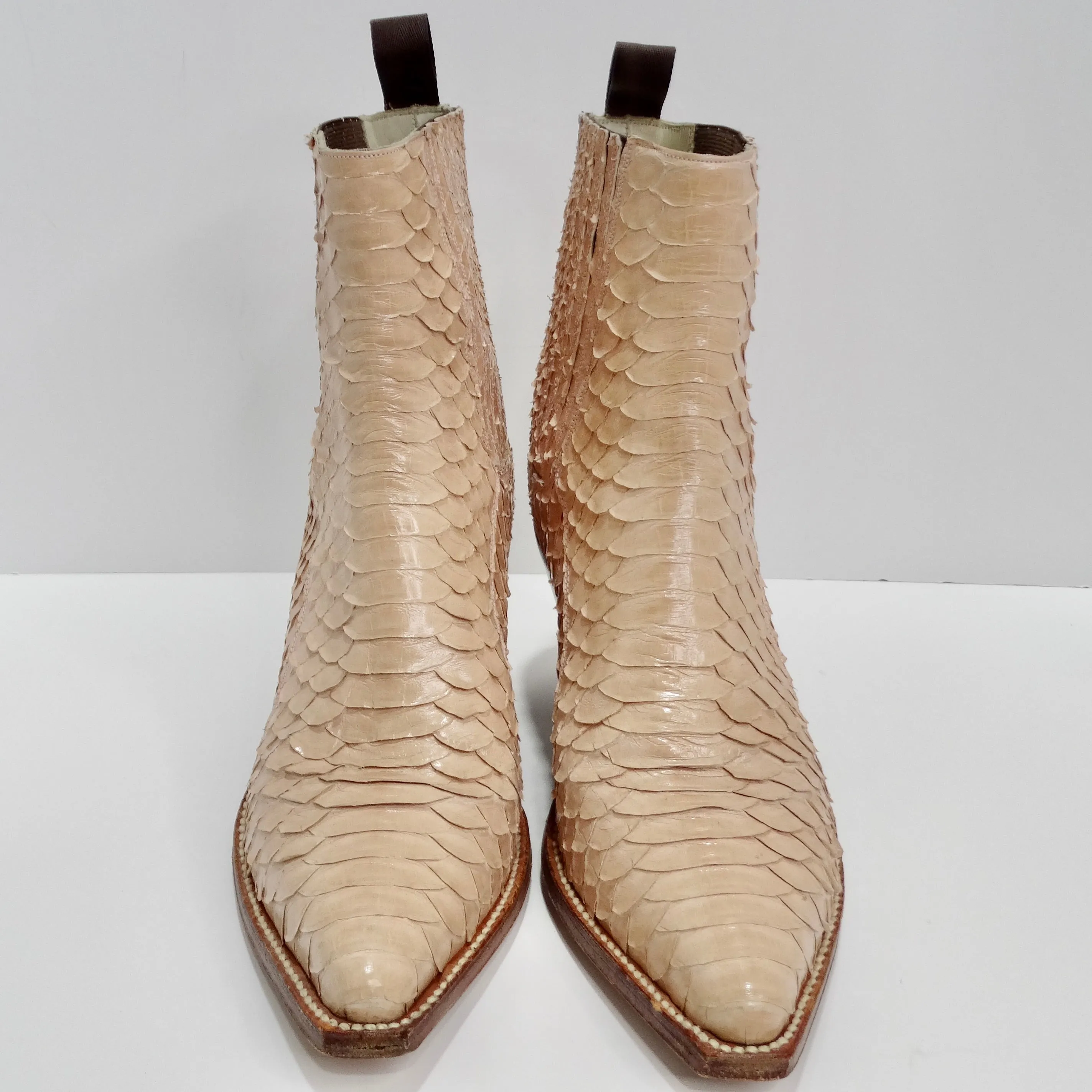 Tony Mora Beige Python Ankle Boots