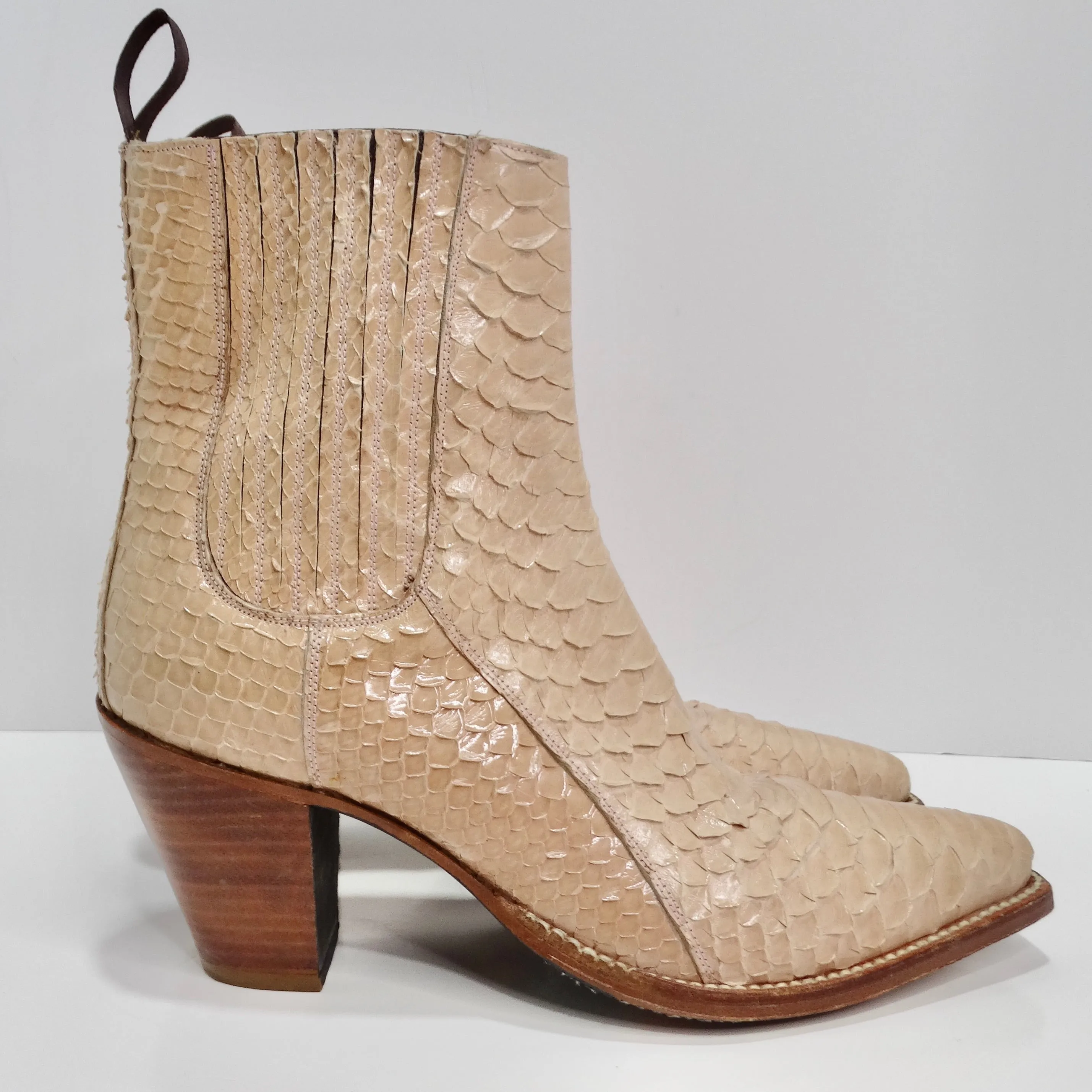 Tony Mora Beige Python Ankle Boots