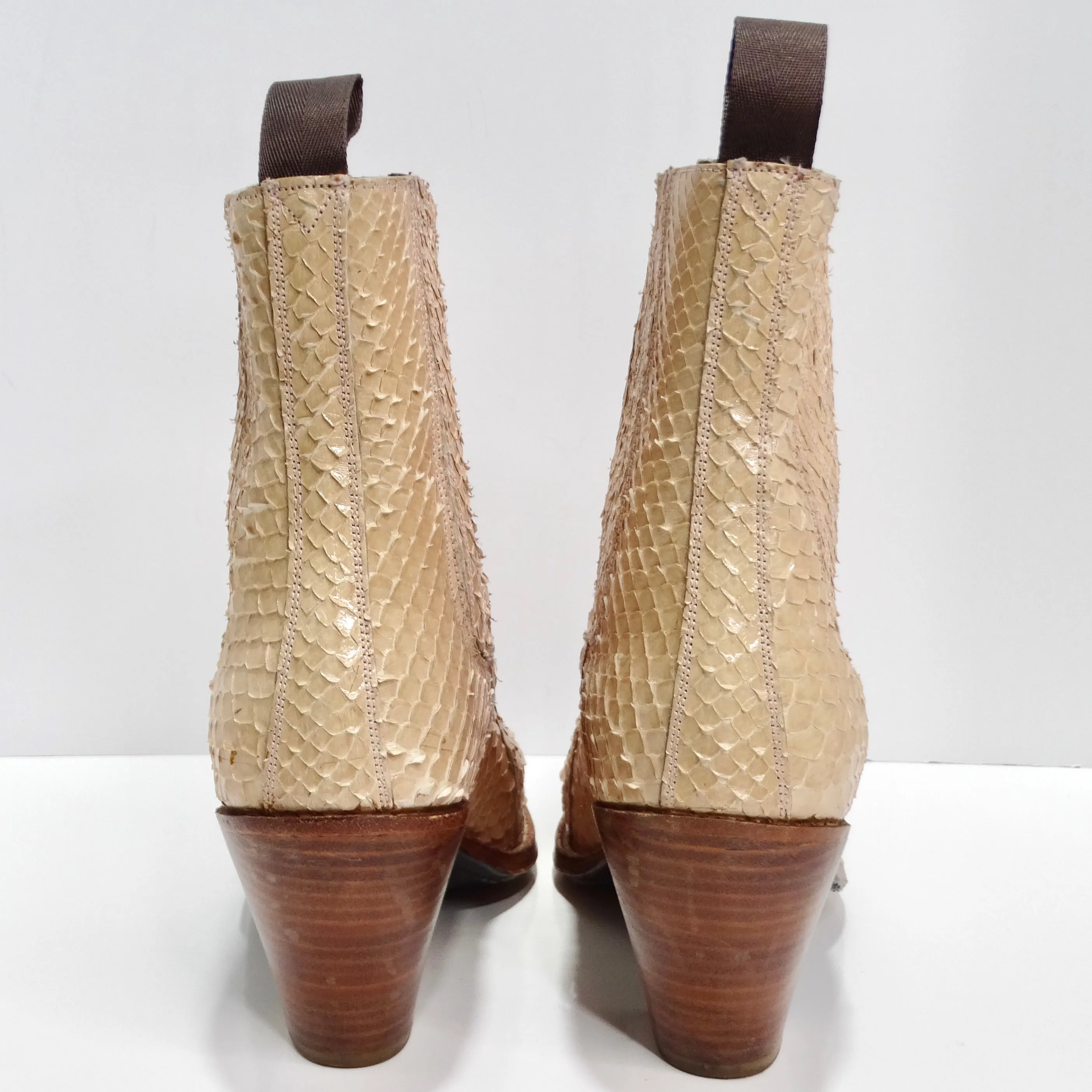 Tony Mora Beige Python Ankle Boots