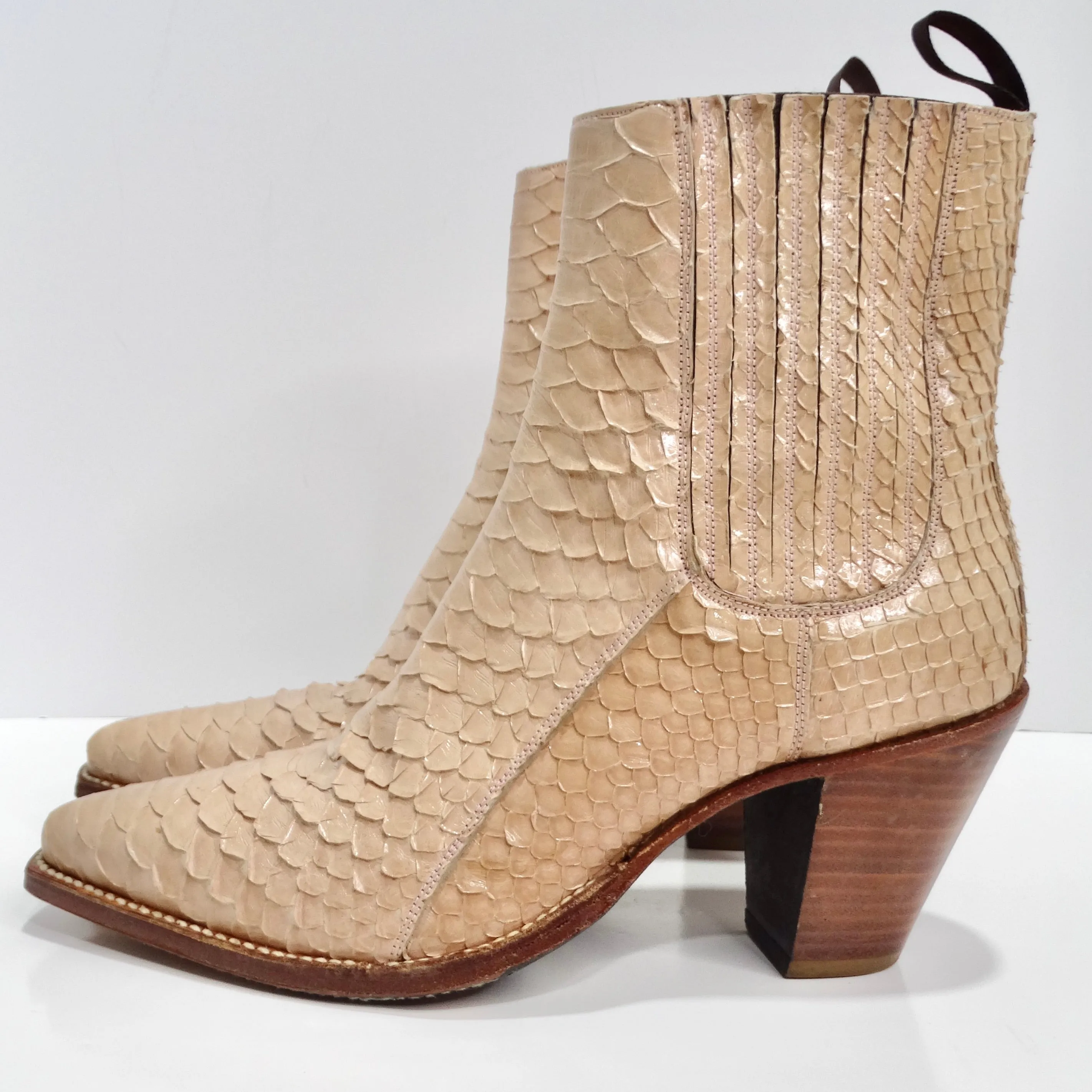 Tony Mora Beige Python Ankle Boots