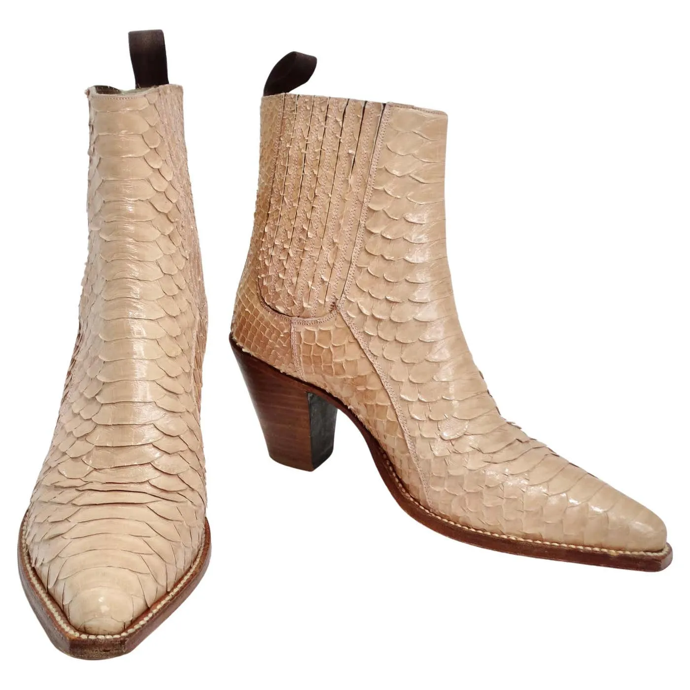 Tony Mora Beige Python Ankle Boots