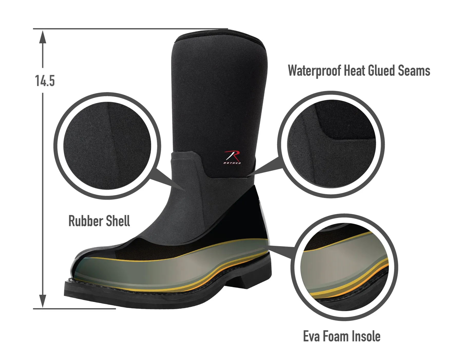 Waterproof Rubber Boots - Black