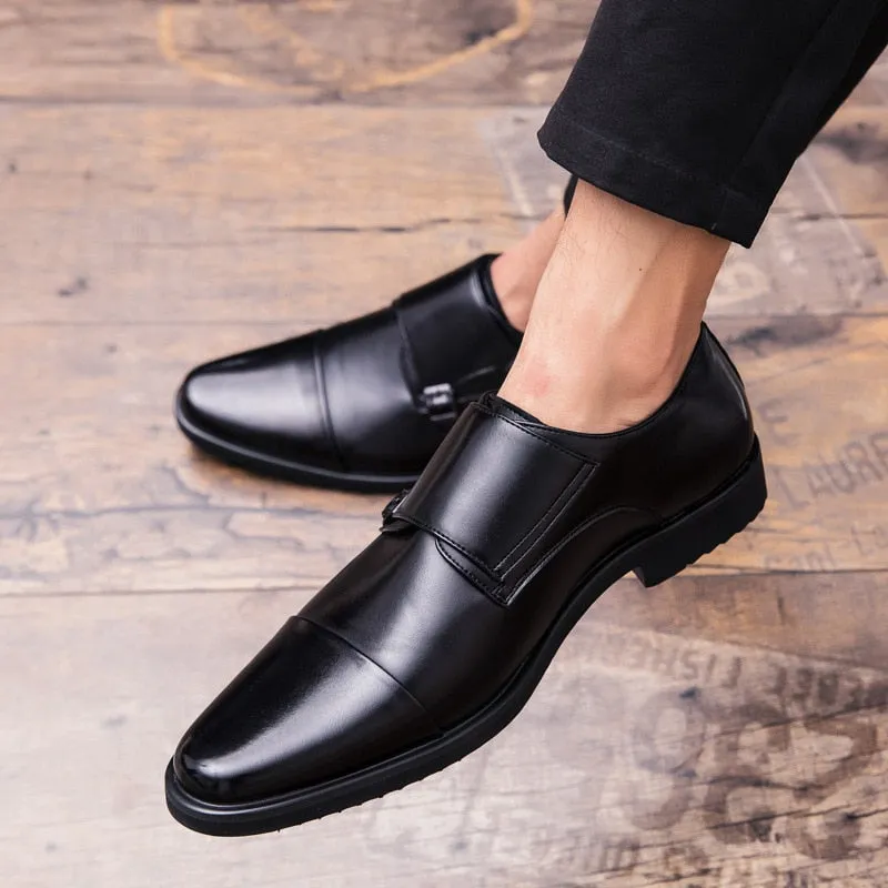 West Louis™ Double Monk Strap Oxford Leather Dress Shoes