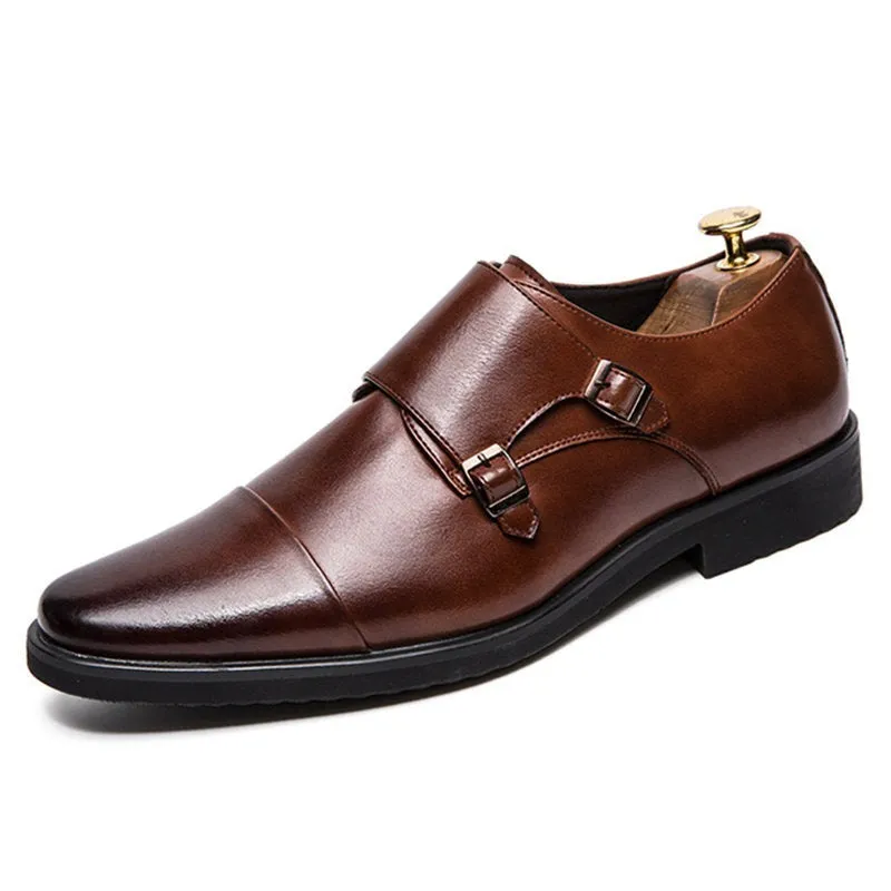 West Louis™ Double Monk Strap Oxford Leather Dress Shoes