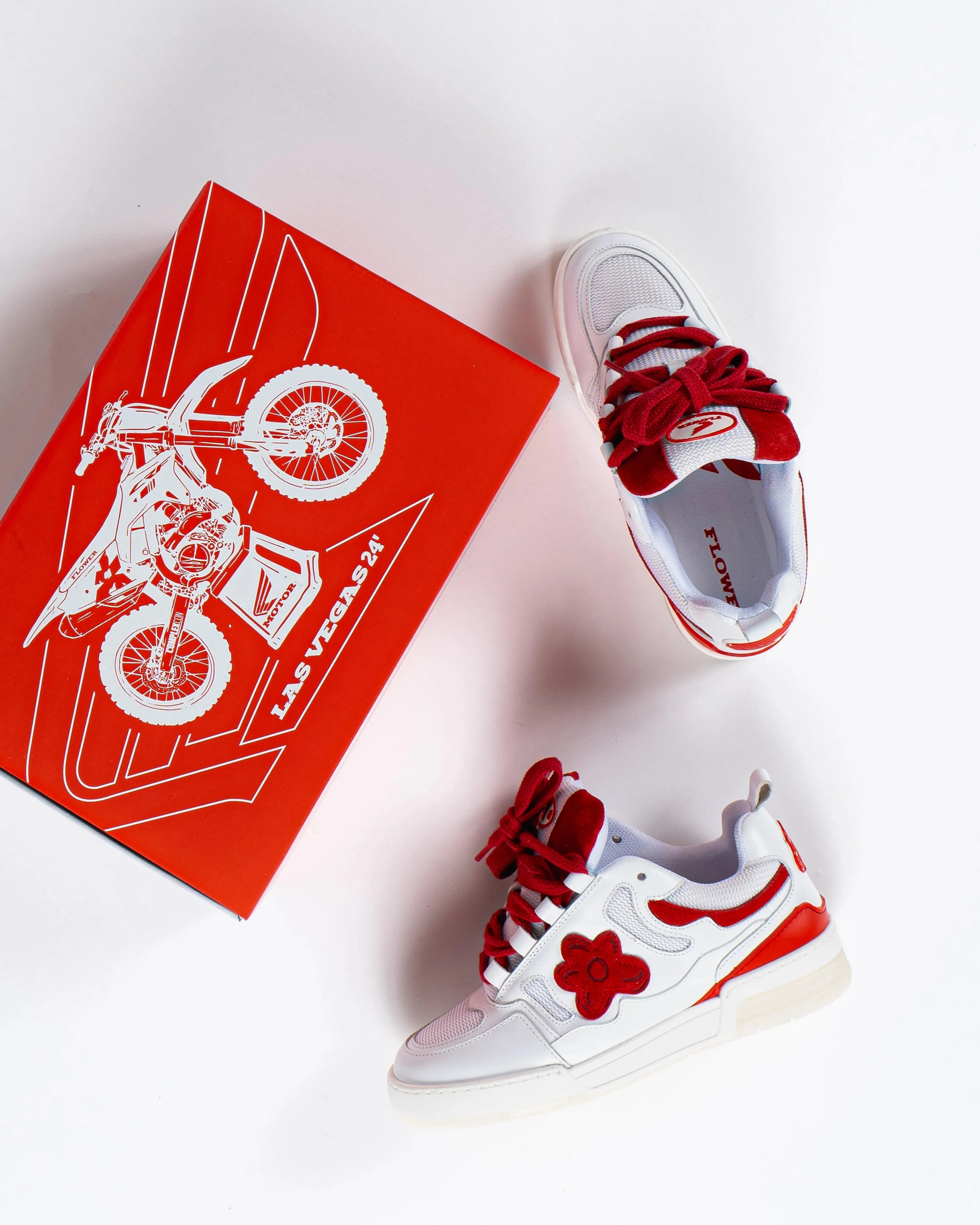 White Red Motor Sneakers