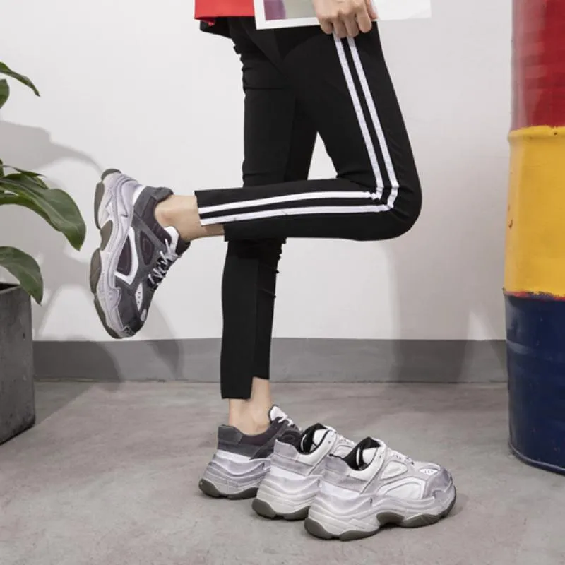 Women's Genuine Leather Chunky Sneakers