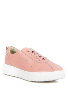 Women's Tennis Shoes Magull Solid Lace Up Leather Sneakers